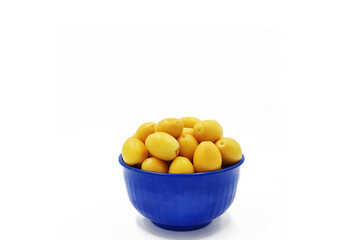 Raw dates palm-yellow dates isolated on white background