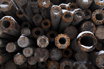 Stack of the concrete poles