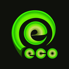 vector illustration depicting abstract environmental logo in green shades for prints on labels, postcards, banners and showcases of environmental goods