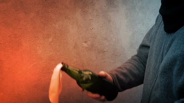 Molotov Cocktails Thrown In War Zone