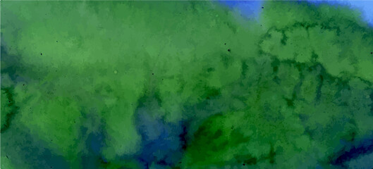 Fondo, banner de textura de acuarela en colores azules y verdes. Manchas formando texturas abstractas. Textura vectorizada con espacio para texto o imagen