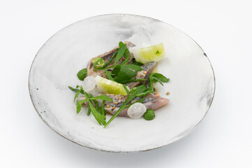 Maquereau mariné, roquette, concombre