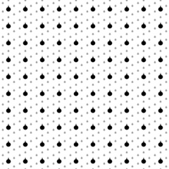 Square seamless background pattern from geometric shapes are different sizes and opacity. The pattern is evenly filled with black Christmas tree toys. Vector illustration on white background