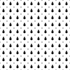 Square seamless background pattern from geometric shapes are different sizes and opacity. The pattern is evenly filled with big black Christmas snowmans. Vector illustration on white background
