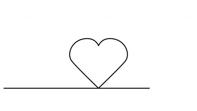 Heart self drawing single line animation. Symbol of heart, love and Valentine's Day. Line art.
