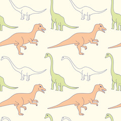 Cute Dinosaurs. Extinct animals. Children's seamless vector pattern for paper, fabric