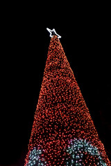Christmas tree with red lights
