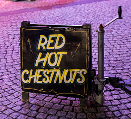 Roasted Chestnut Sign at Christmas Market