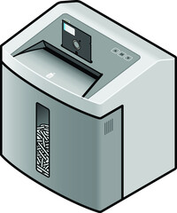A 5.25 inch floppy disk being fed into a paper shredder.