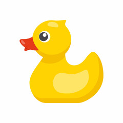 Yellow rubber plastic duck. Vector illustration in flat style.