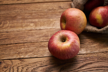 apples on a wooden table vitamins fresh fruits organic