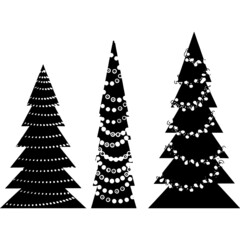 Christmas trees vector black
