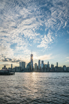 Lower Manhattan Skyline At Sunrise, New York City, USA