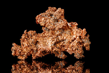 Macro mineral stone Copper on black background