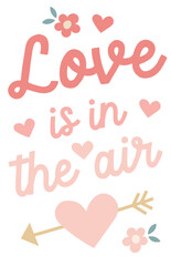 Sweet cute lovely Print Love is in the air Postcard Card Saint Valentine, Valentine's day, love heart kisses red pink white colours text