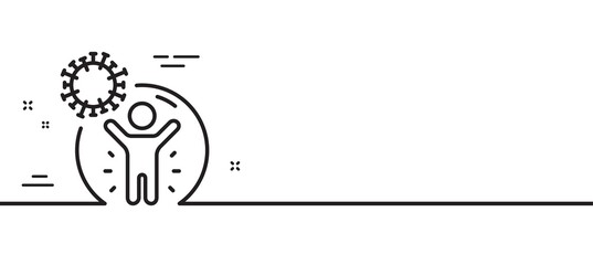 Coronavirus protection line icon. People isolation sign. Prevention rules symbol. Minimal line illustration background. Coronavirus protection line icon pattern banner. Vector