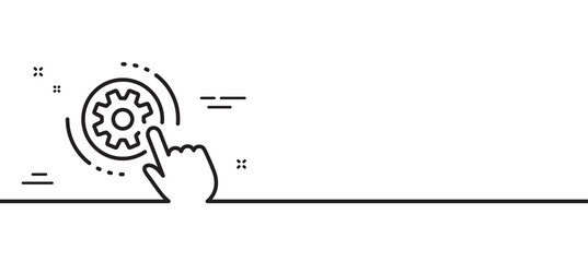 Obraz premium Cogwheel settings line icon. Engineering tool sign. Cog gear symbol. Minimal line illustration background. Cogwheel settings line icon pattern banner. White web template concept. Vector