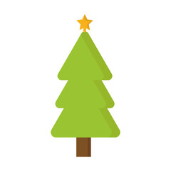 A simple Christmas tree with a yellow star for a Christmas clipart