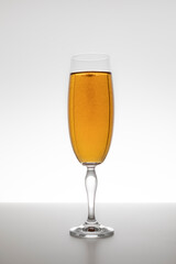Champagne glass on white background