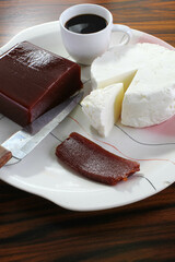 Guava paste and white cheese. Brazilian dish traditionally consumed as a dessert known as Romeo and...