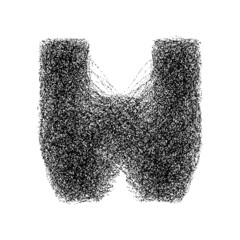 Decorative letter w made of particles isolated on white background. Vector illustration