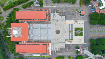 Aerial view of Great Mosque in Central Java. It is the largest mosque in Southeast Asia. Semarang -...