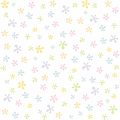 Cute seamless pattern with small pastel flowers on whiy background. Floral background. Designs used in textile, fabric, publication, gift wrapping, wallpapper, vector illustration