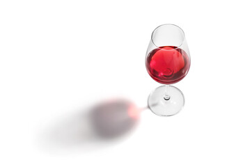 Glass of wine in white background with shadows