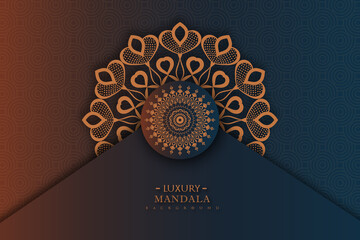 luxury Indian mandala design ornamental beautiful background in historical traditional Muslim and Indian style vector Template.