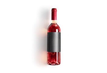 Top view of wine bottle isolated on white background