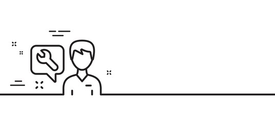 Spanner tool line icon. Repairman service sign. Fix instruments symbol. Minimal line illustration background. Repairman line icon pattern banner. White web template concept. Vector