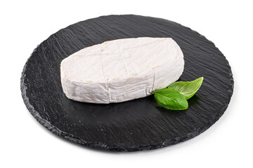 Brie Cheese, isolated on white background.