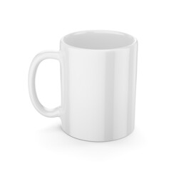 Blank white mug mock-up isolated on white. 3D rendering.