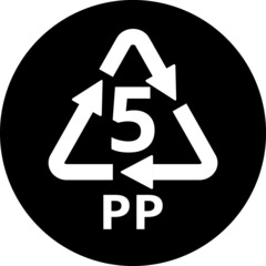 Plastic recycling symbol PP 5, Plastic recycling code icon