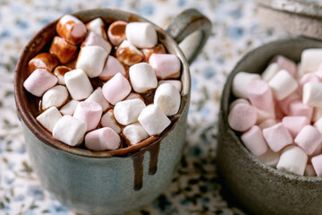 Cup of hot spicy chocolate winter drink