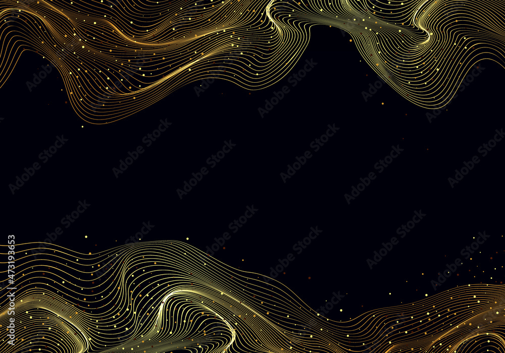 Poster abstract vector golden waves. abstract frame. shiny golden lines design element with glitter effect 