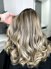 beautiful hair, dyed hair in a beauty salon, dyed hair, hair coloring