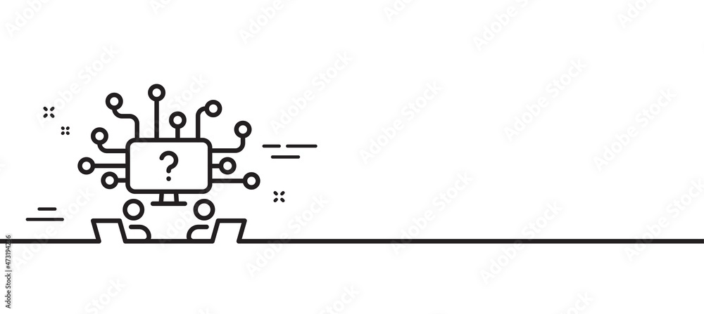 Poster teamwork question line icon. ask help sign. outsource support symbol. minimal line illustration back