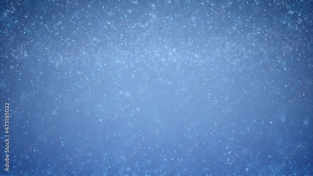 Poster abstract snowfall particles effect on beautiful copy space blue background seamless loop winter seas