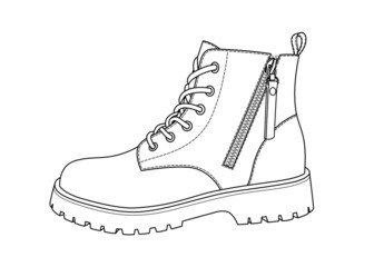 Contour drawing of a high female shoe.