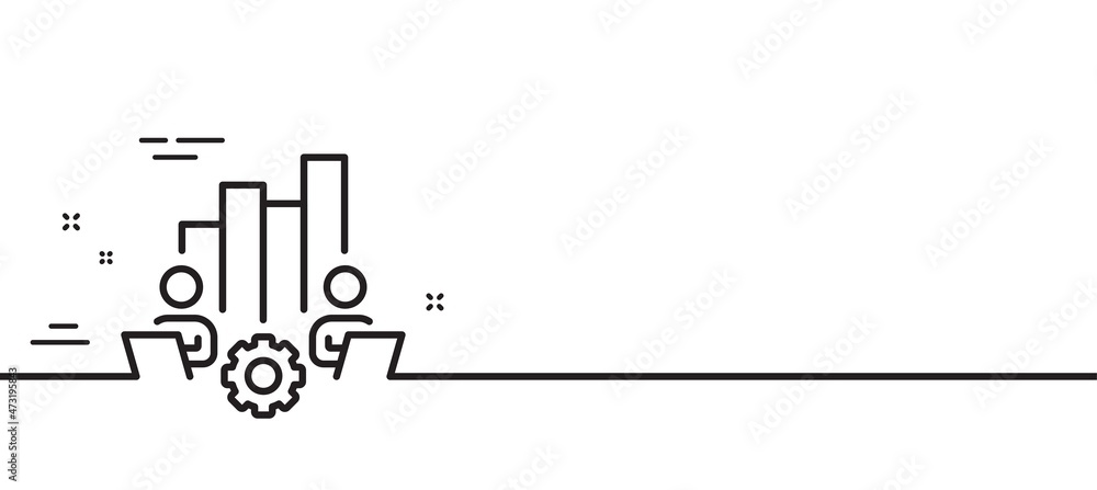 Aufkleber teamwork chart line icon. remote office sign. team employees symbol. minimal line illustration backg