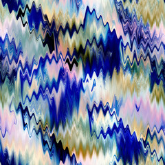 Wavy summer dip dye boho background. Wet ombre color blend for beach swimwear, trendy fashion print. Dripping paint digital fluid watercolor meelt effect. High resolution seamless pattern material.