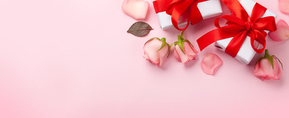 Valentines day gifts and rose flowers