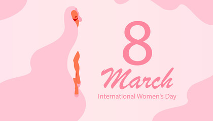 International women's day 2022. 8 march background. The girl sitting near the number eight. Vector illustration.