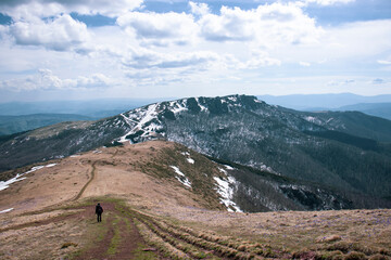 A man on the highest mountain in Serbia, Midzor, Stara planina  