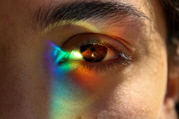 Close up rainbow eye