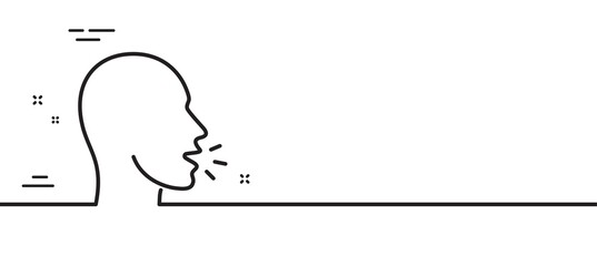 Cough line icon. Coronavirus symptom sign. Flu, sneeze or pneumonie symbol. Minimal line illustration background. Cough line icon pattern banner. White web template concept. Vector