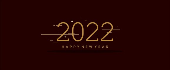 Happy new year 2022 banner background with elegant style and golden teks vector design