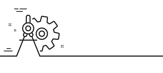 Cogwheel dividers line icon. Engineering tool sign. Cog gear symbol. Minimal line illustration background. Cogwheel dividers line icon pattern banner. White web template concept. Vector