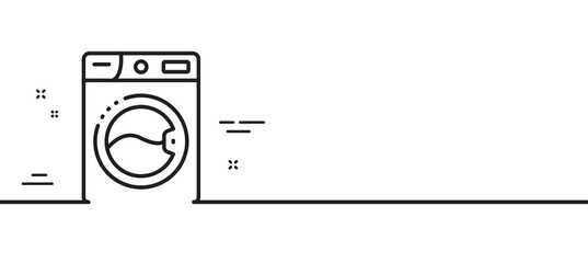 Washing machine line icon. Laundry service sign. Clothing cleaner symbol. Minimal line illustration background. Washing machine line icon pattern banner. White web template concept. Vector